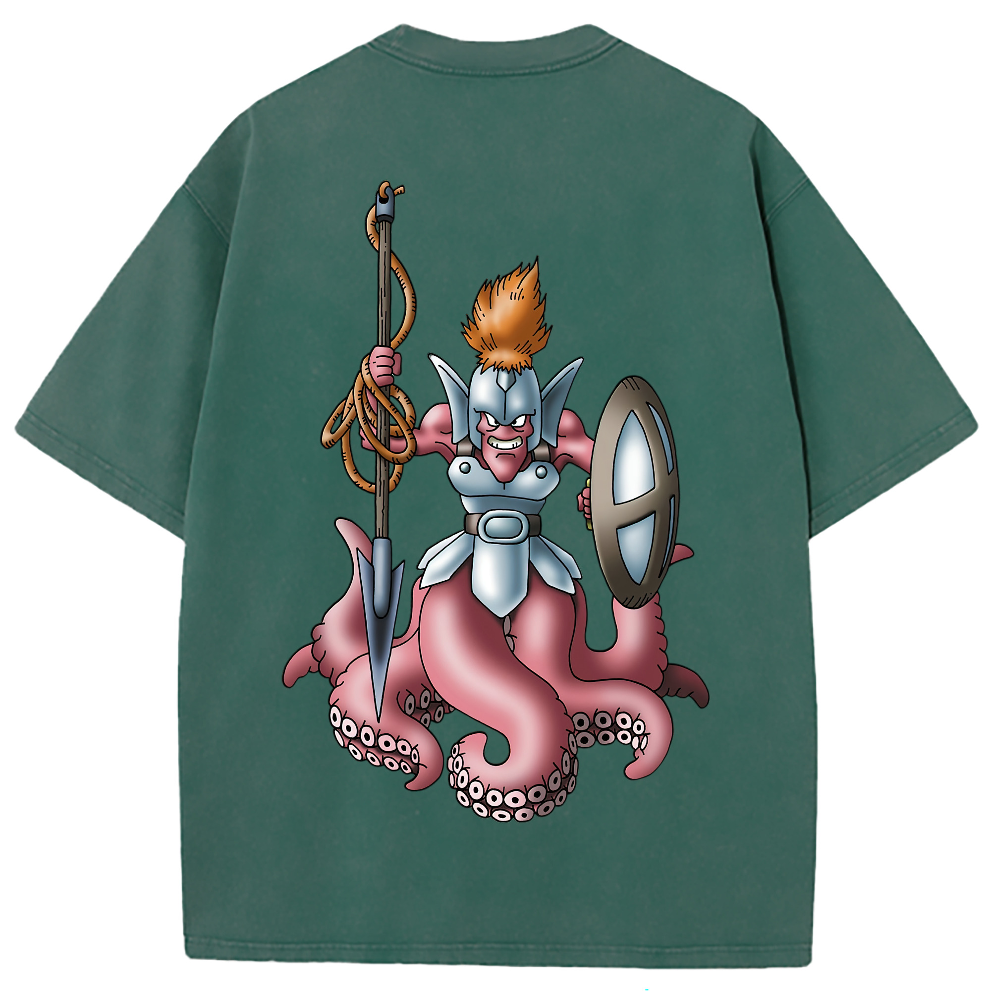 （画像用） ドラゴンクエスト Doragon Kuesuto Dragon Quest 綿100% ヴィンテージ風 半袖Tシャツ（背面プリント）